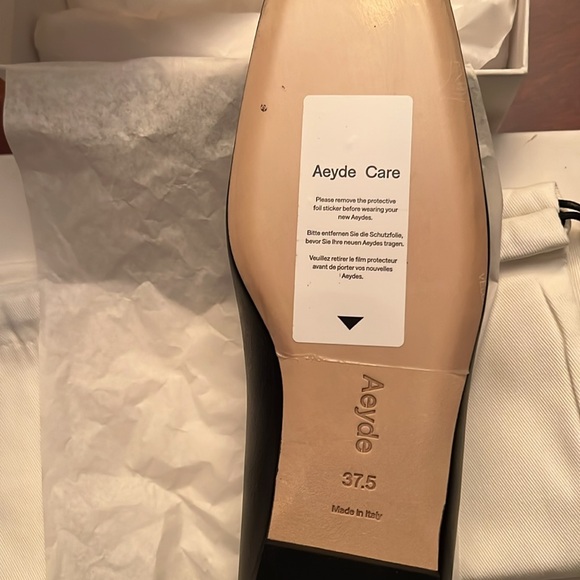 NIB Aeyde Tom Square Toe Calf Leather Black Penny Loafer - Picture 11 of 14